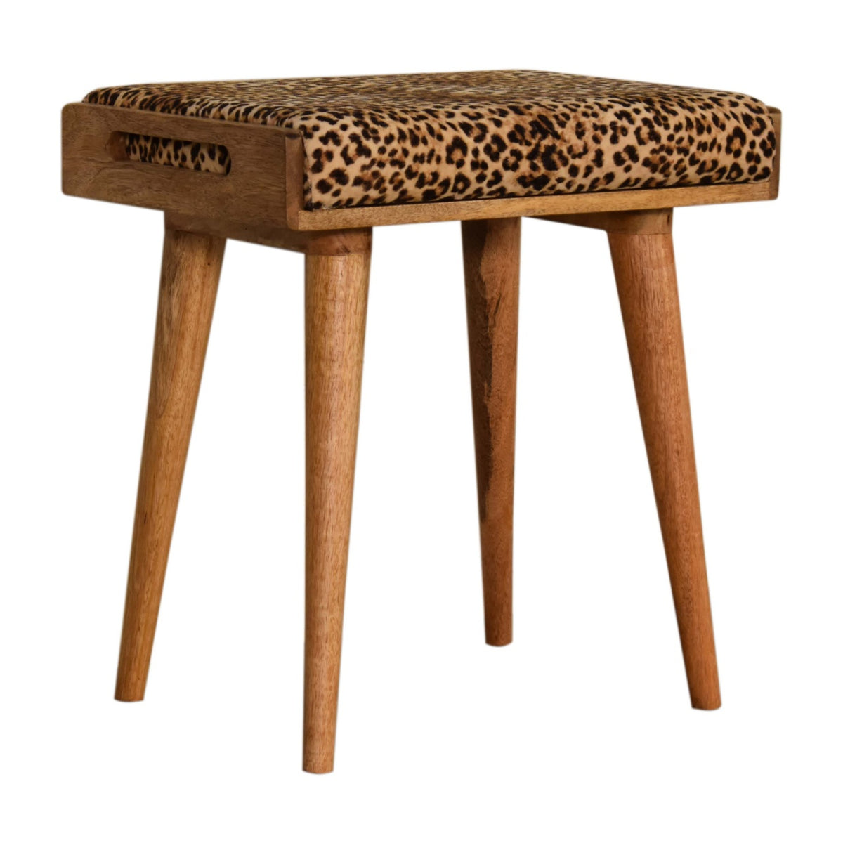 Leona Print Velvet Nordic Tray Footstool