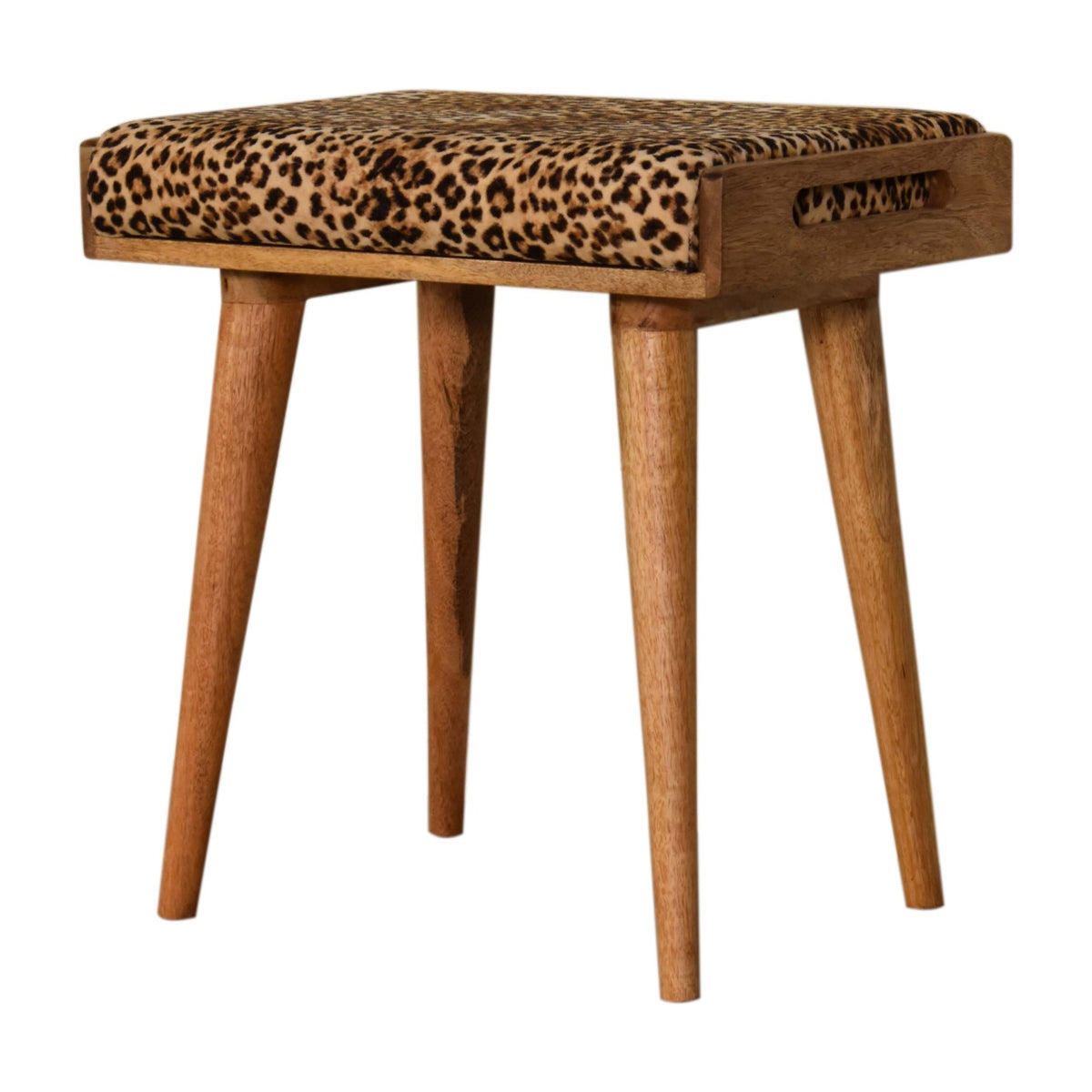 Leona Print Velvet Nordic Tray Footstool