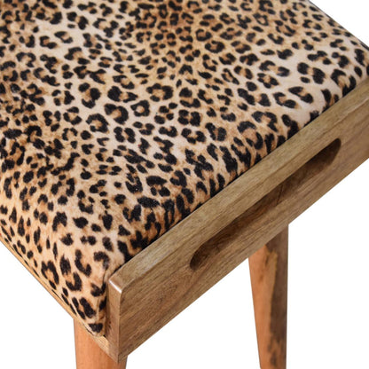 Leona Print Velvet Nordic Tray Footstool