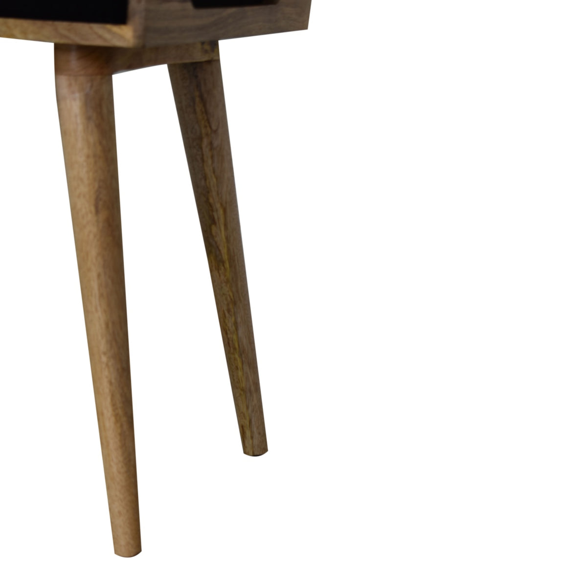 Black Velvet Tray Footstool with Oak Toned Legs