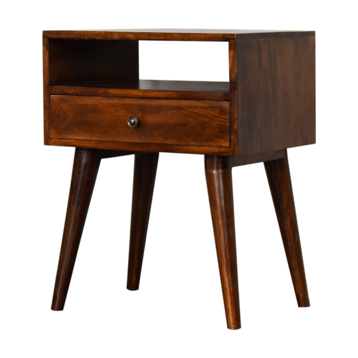 Small Chestnut 1 Drawer Modern Nightstand