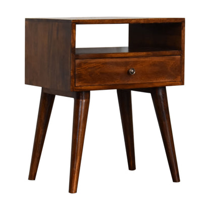 Small Chestnut 1 Drawer Modern Nightstand