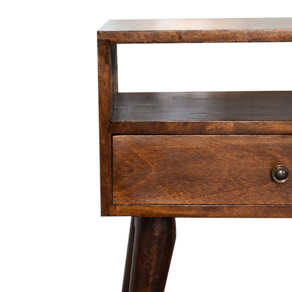 Small Chestnut 1 Drawer Modern Nightstand