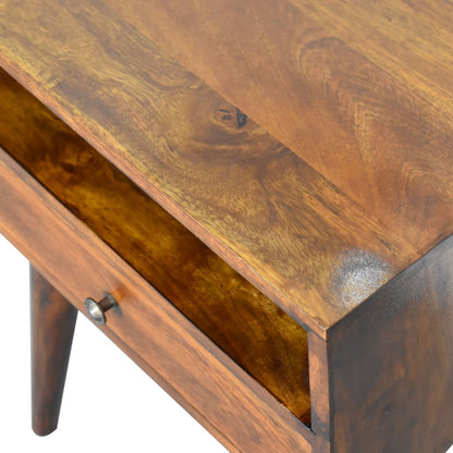 Small Chestnut 1 Drawer Modern Nightstand