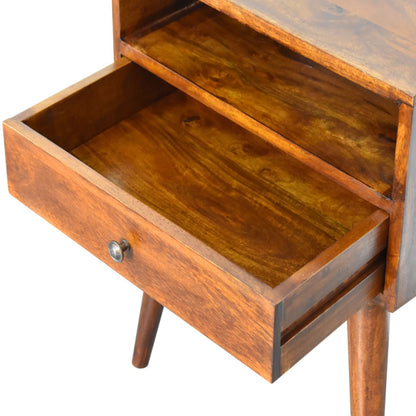 Small Chestnut 1 Drawer Modern Nightstand