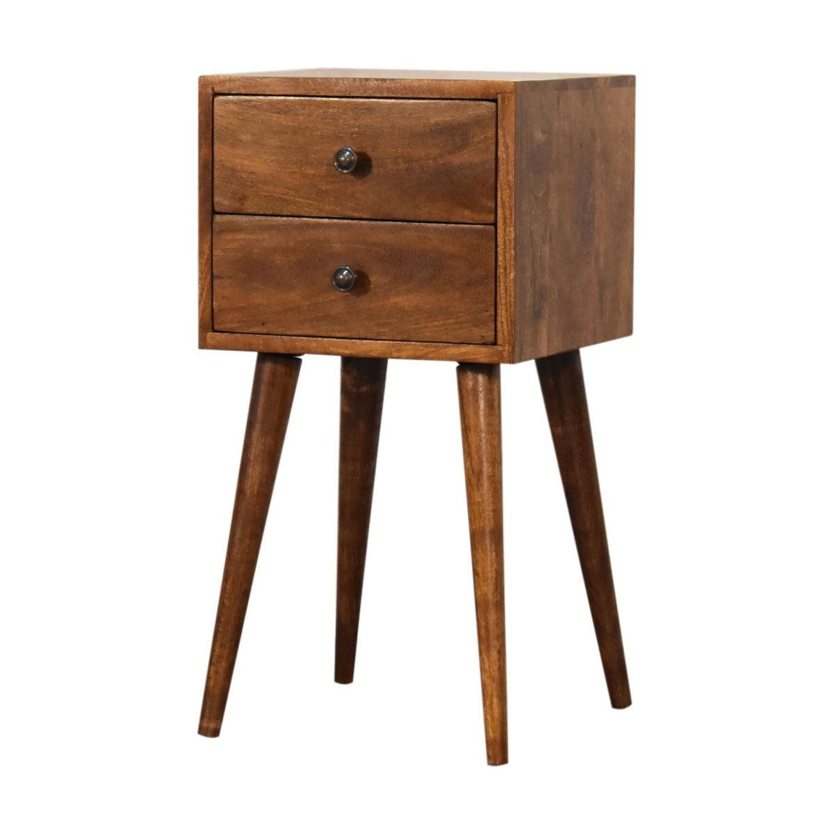 Small Chestnut 2 Drawer Nordic Nightstand
