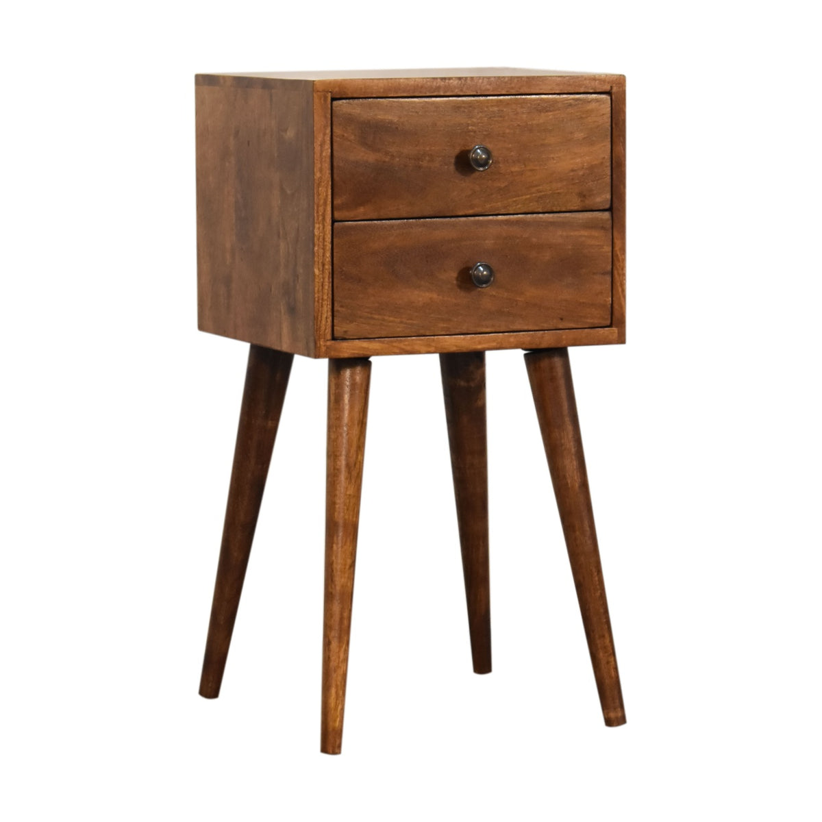 Small Chestnut 2 Drawer Nordic Nightstand