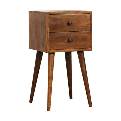 Small Chestnut 2 Drawer Nordic Nightstand