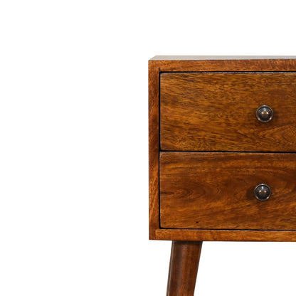 Small Chestnut 2 Drawer Nordic Nightstand