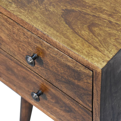 Small Chestnut 2 Drawer Nordic Nightstand