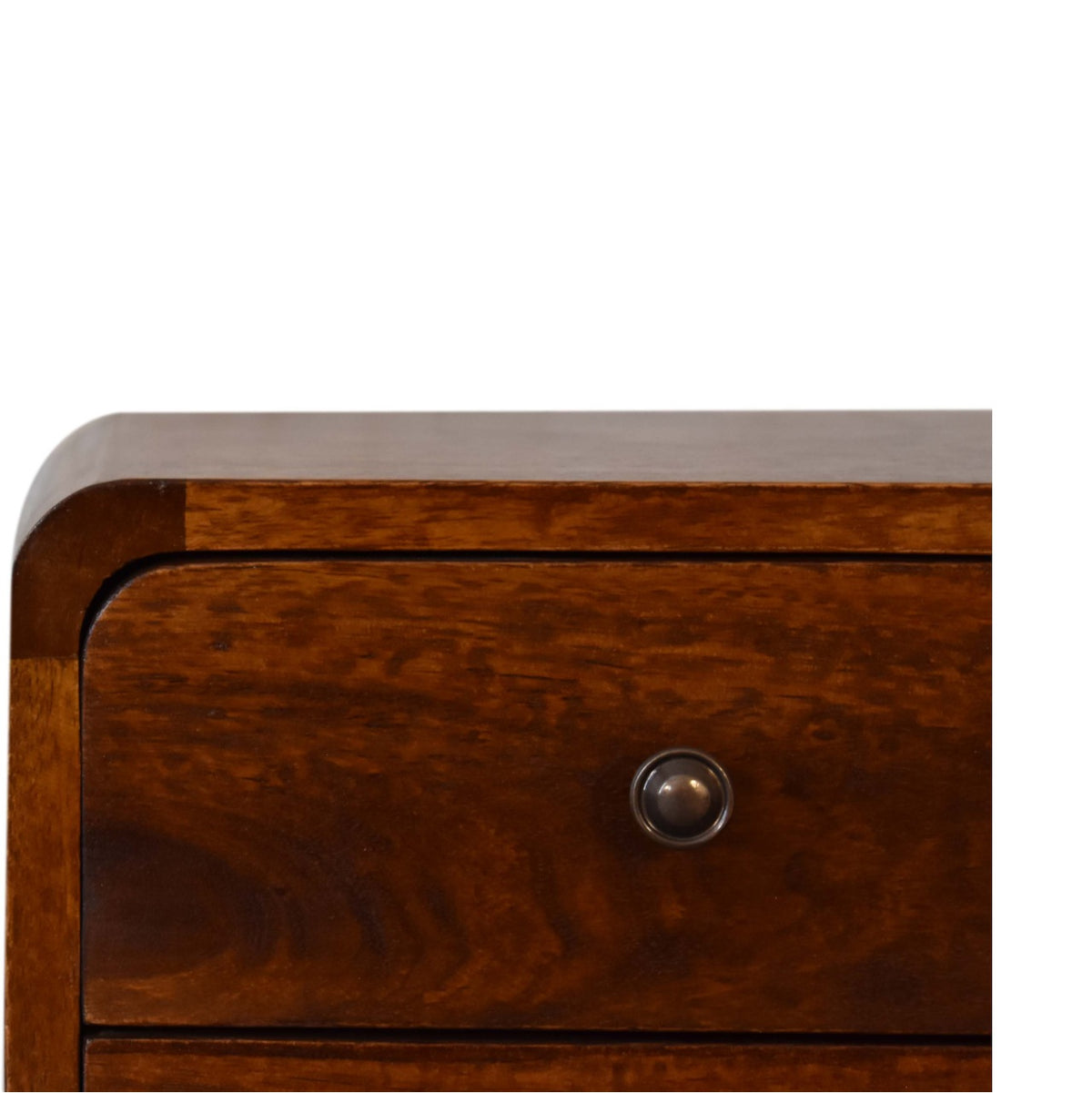 Small Chestnut Curved Double Drawer Nightstand
