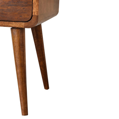 Small Chestnut Curved Double Drawer Nightstand
