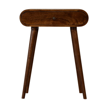 Small Chestnut Wood Rounded 1 Drawer Console