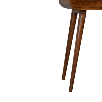 Small Chestnut Wood Rounded 1 Drawer Console