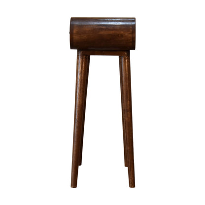 Small Chestnut Wood Rounded 1 Drawer Console