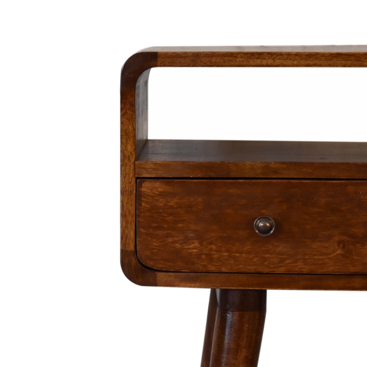 Small Chestnut Curved 2 Drawer Console Table