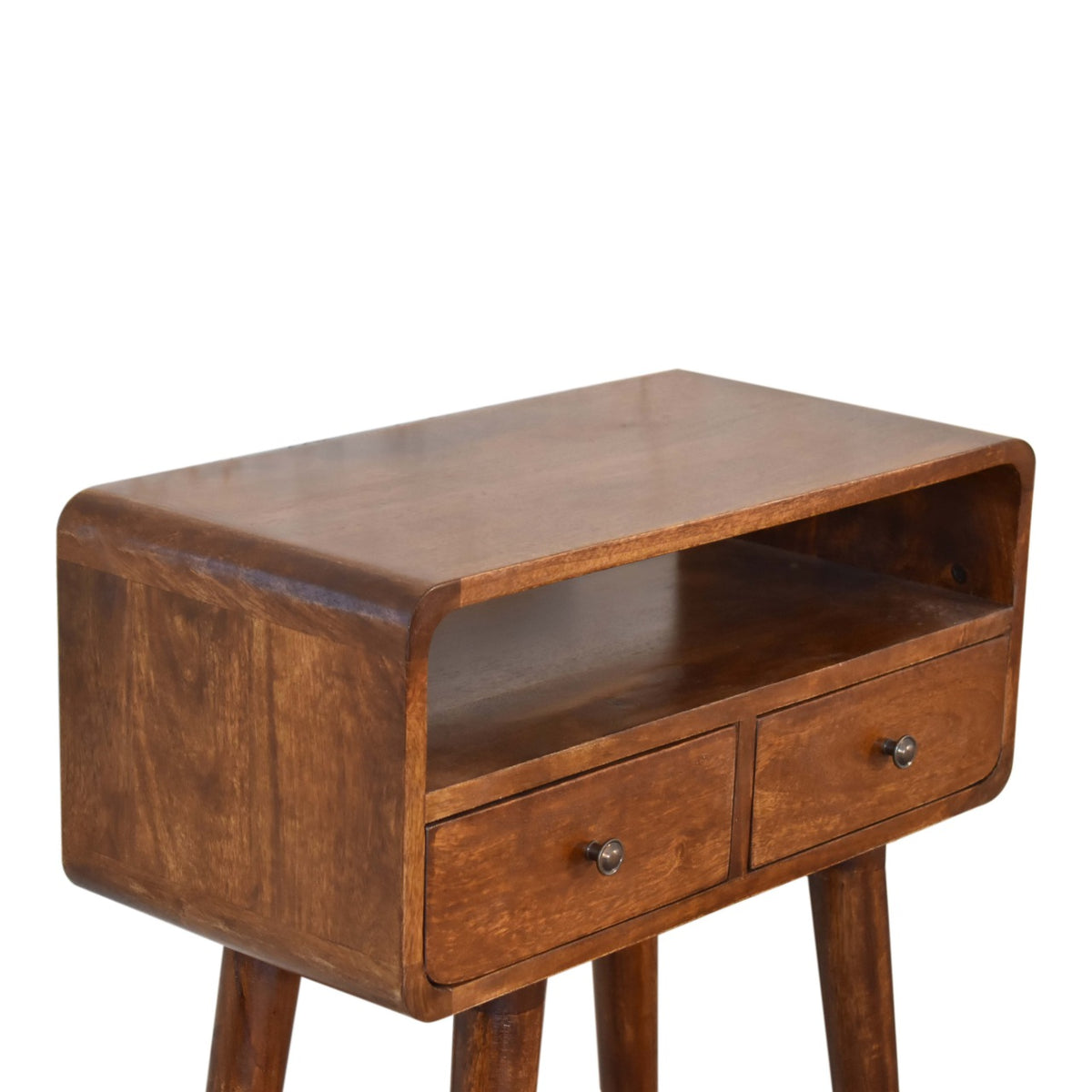 Small Chestnut Curved 2 Drawer Console Table