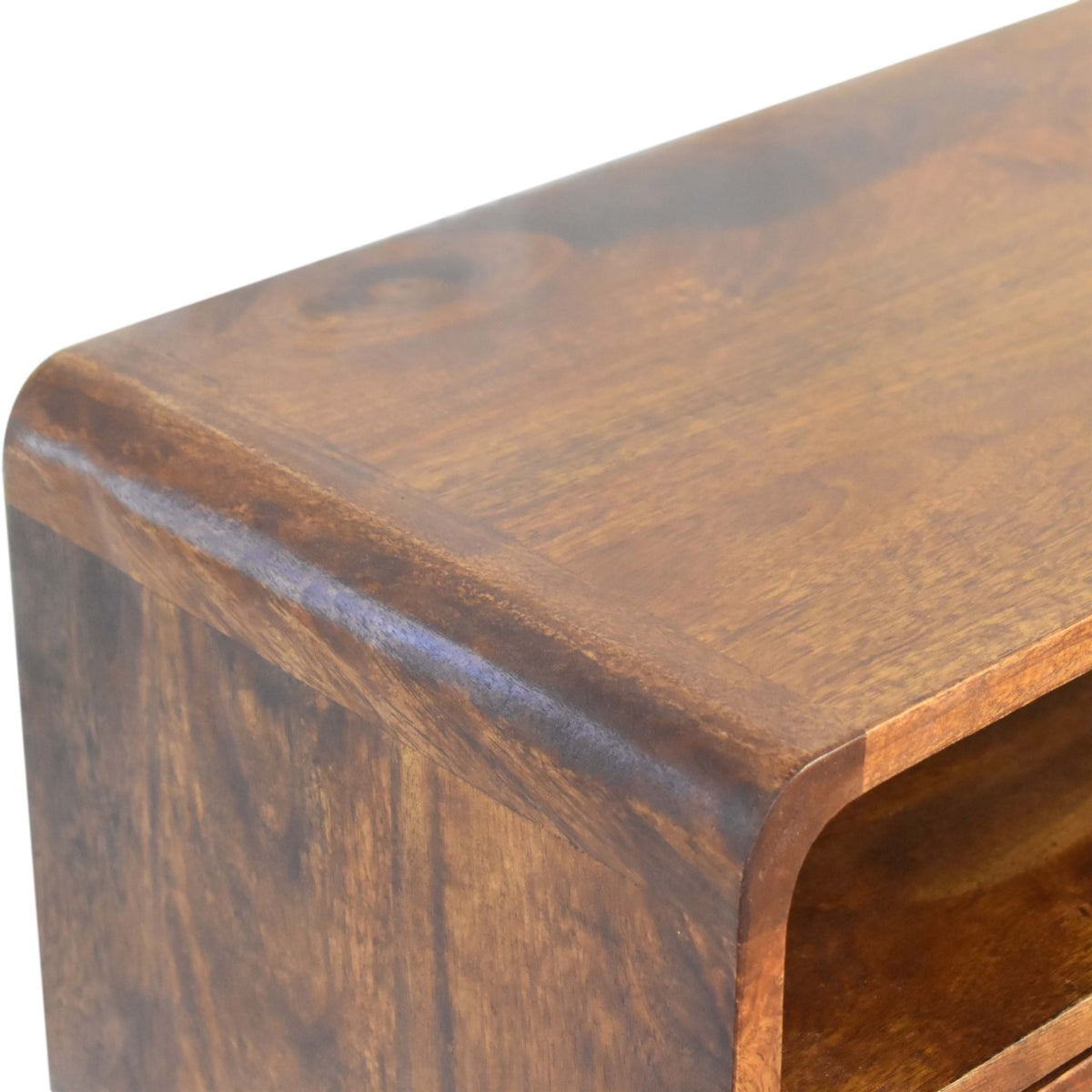 Small Chestnut Curved 2 Drawer Console Table