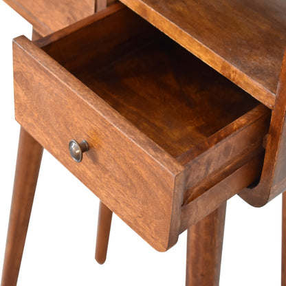 Small Chestnut Curved 2 Drawer Console Table