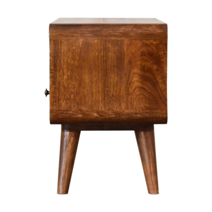 Small Chestnut Curved Media Unit with Shelf