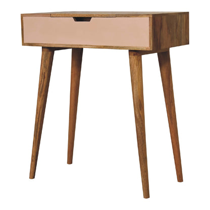 Small Oak Wood Blush Pink Fold Top Vanity