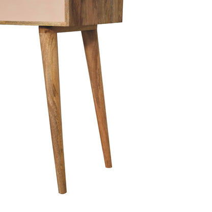 Small Oak Wood Blush Pink Fold Top Vanity