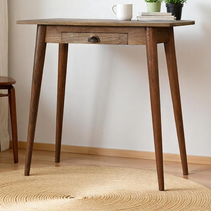 Small Oak Wood 1 Drawer Nordic Study Desk