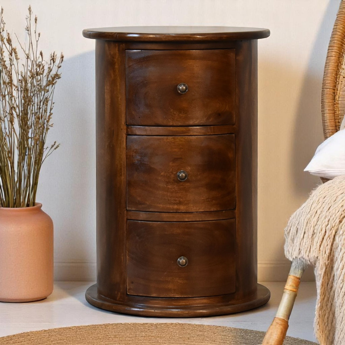Chestnut Ridge Drum 3 Drawer End Table