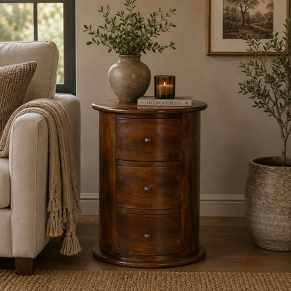 Chestnut Ridge Drum 3 Drawer End Table