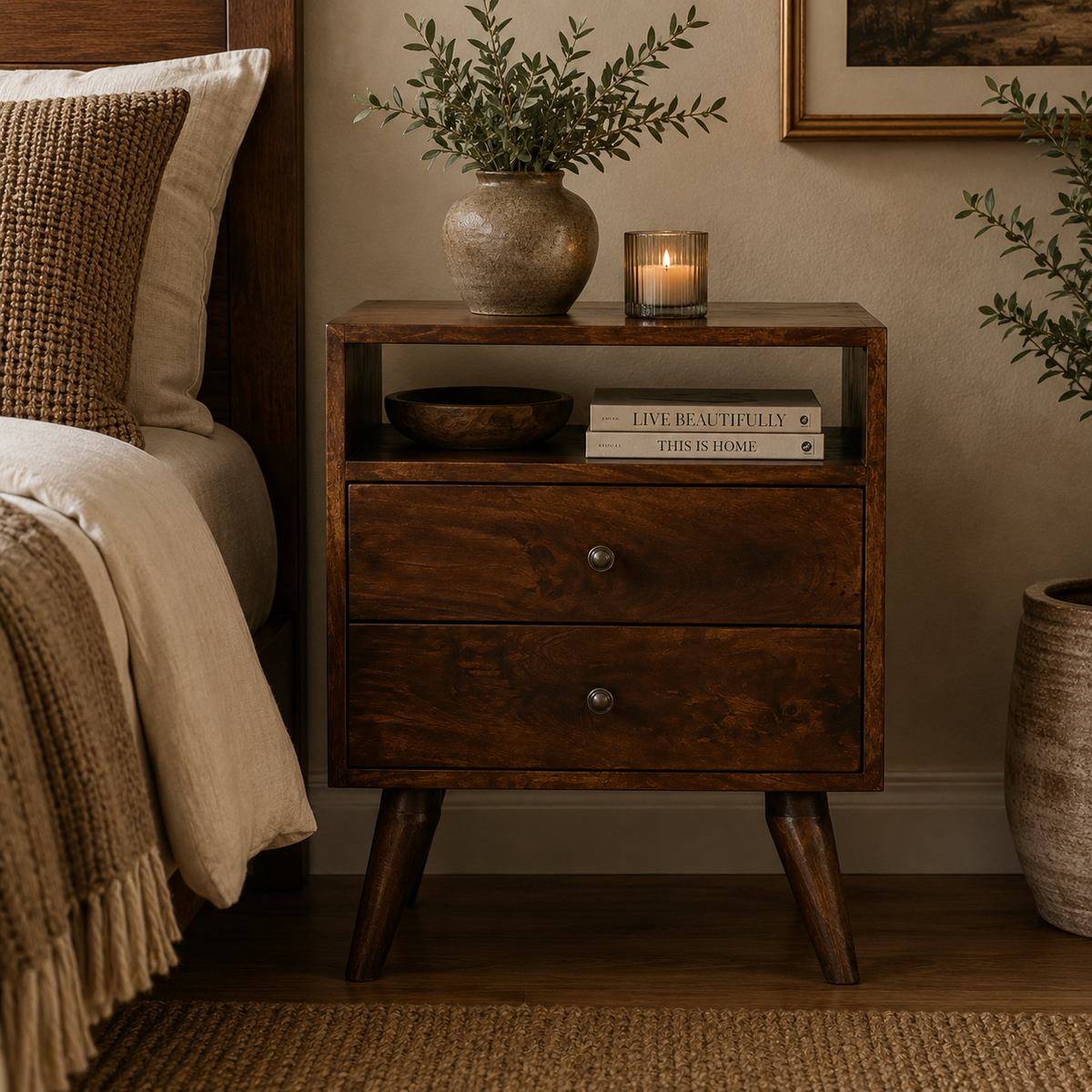 Chestnut Ridge 2 Drawer Wood Nightstand