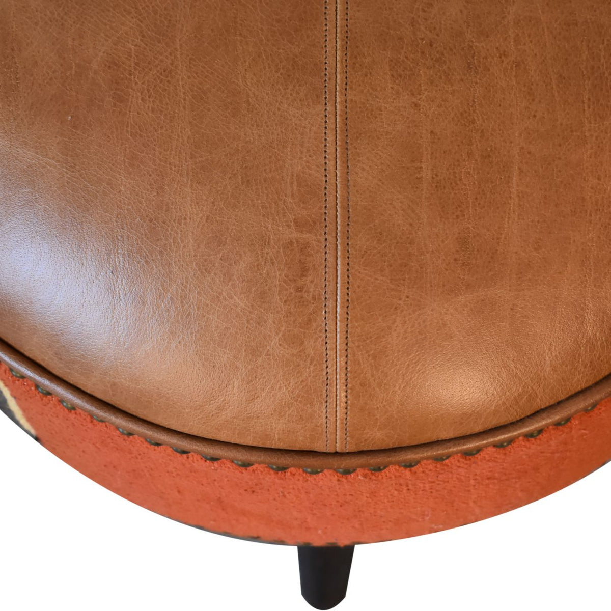 Sutton Buffalo Leather Patterned Fabric Mixed Footstool