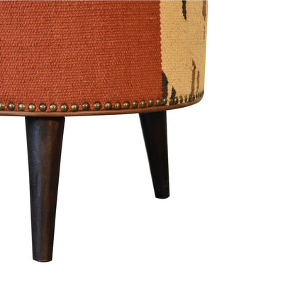 Sutton Buffalo Leather Patterned Fabric Mixed Footstool