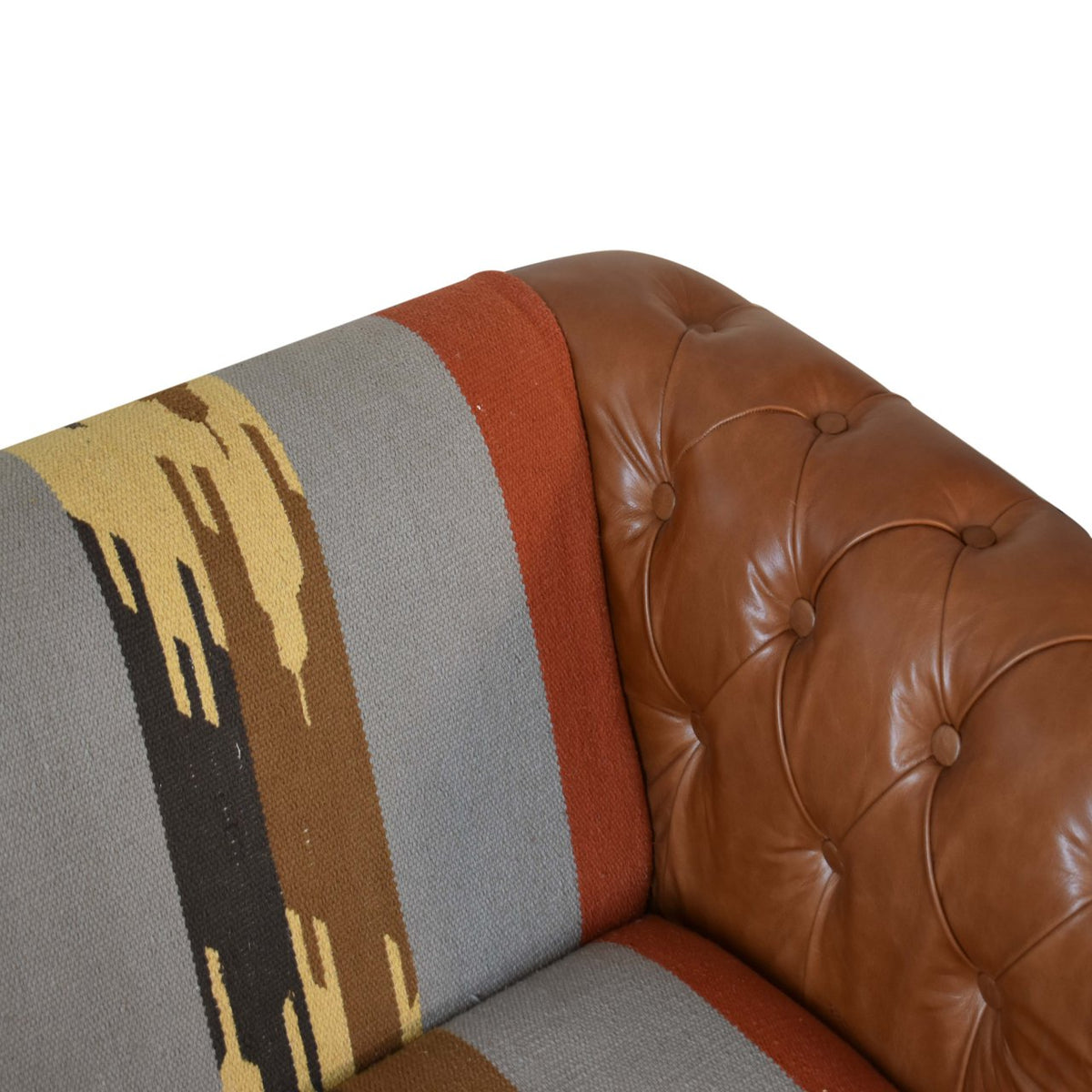 Sutton Buffalo Leather Durrie Mixed Upholstery Sofa