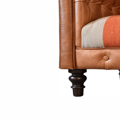 Sutton Buffalo Leather Durrie Mixed Upholstery Sofa
