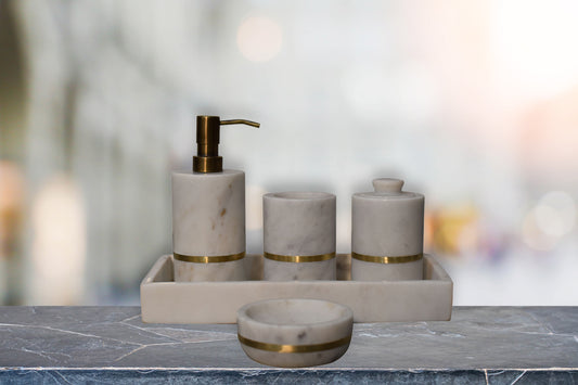 Newport Bath Brass Inlay Marble Vanity Set