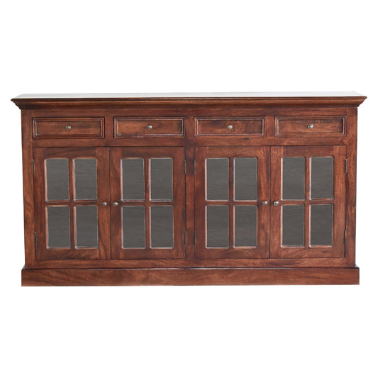 Kensington Glazed 4 Drawer Solid Sideboard