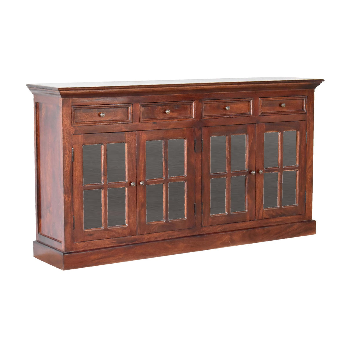 Kensington Glazed 4 Drawer Solid Sideboard
