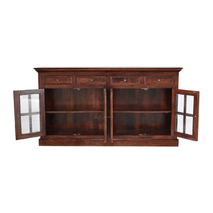 Kensington Glazed 4 Drawer Solid Sideboard