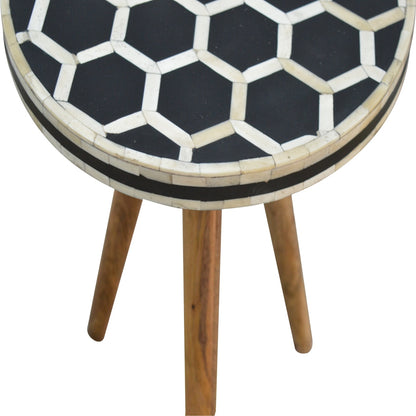Marfa Oak Bone Inlay Accent End Side Table
