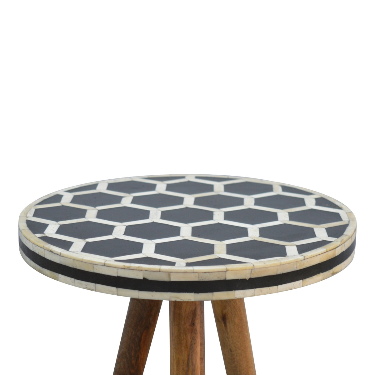 Marfa Oak Bone Inlay Accent End Side Table