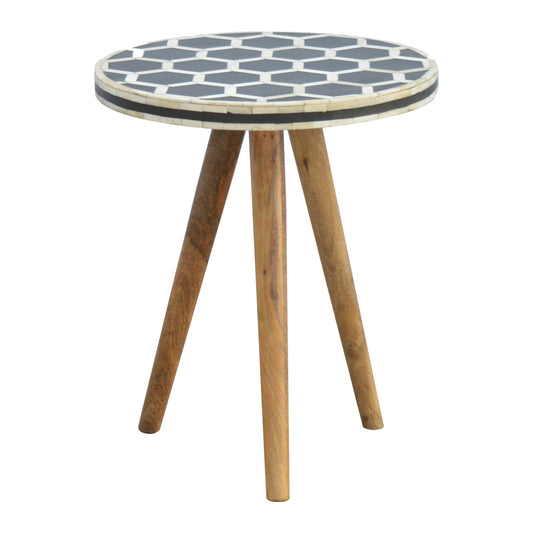 Marfa Oak Bone Inlay Accent End Side Table