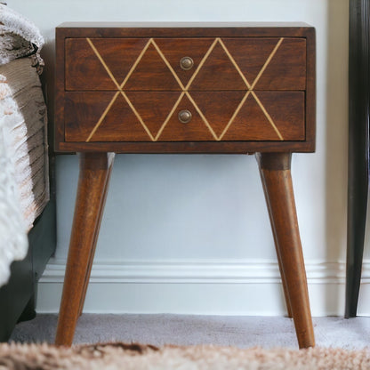 Chestnut Ridge Geo Brass Inlay 2 Nightstand