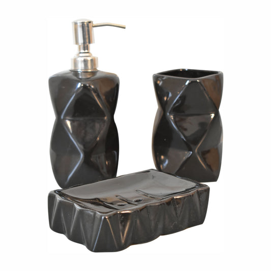 Newport Black Porcelain 3-Piece Bathroom Set