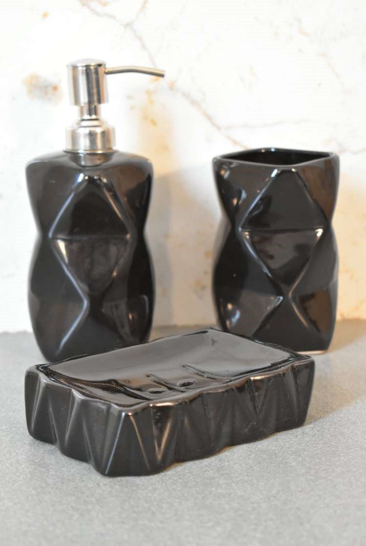 Newport Black Porcelain 3-Piece Bathroom Set