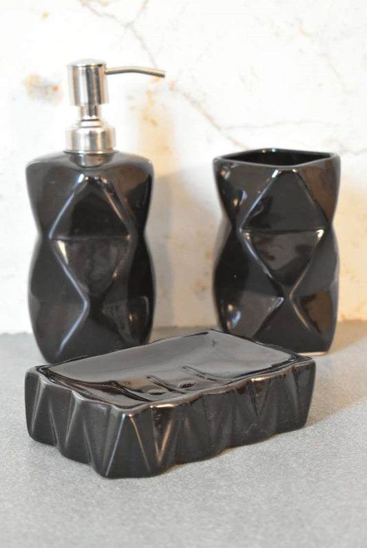Newport Black Porcelain 3-Piece Bathroom Set