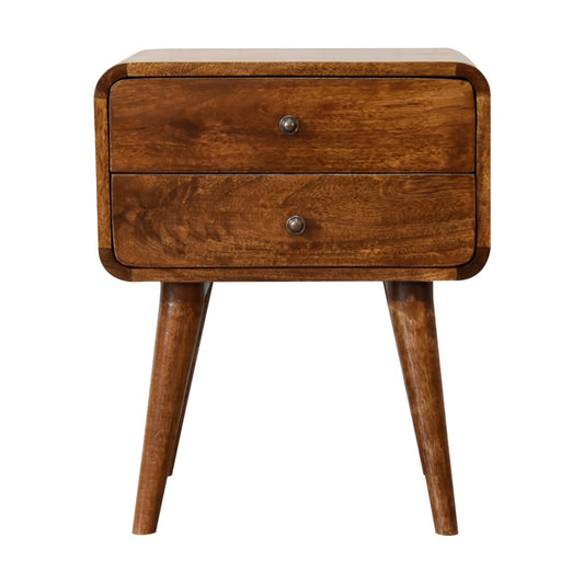 Big Sur Curved Chestnut 2 Drawer Nightstand