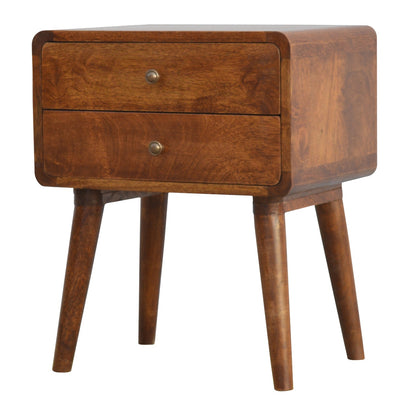 Big Sur Curved Chestnut 2 Drawer Nightstand