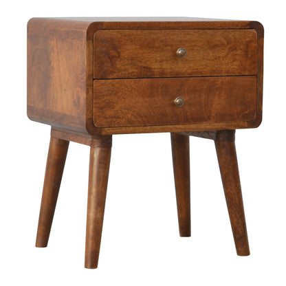 Big Sur Curved Chestnut 2 Drawer Nightstand