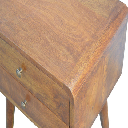 Big Sur Curved Chestnut 2 Drawer Nightstand