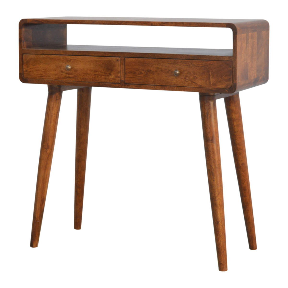 Nashville Curved Chestnut 2-Drawer Console